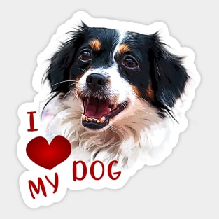 I love my dog black and white Sticker